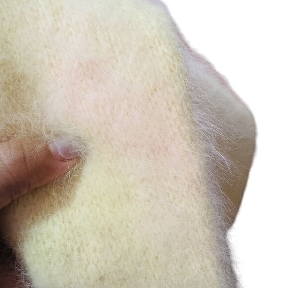 Vintage Handmade Womens Cashmere blend Yellow 3/4 Sleeve Knitted Tie Cardigan XS - Picture 6 of 6